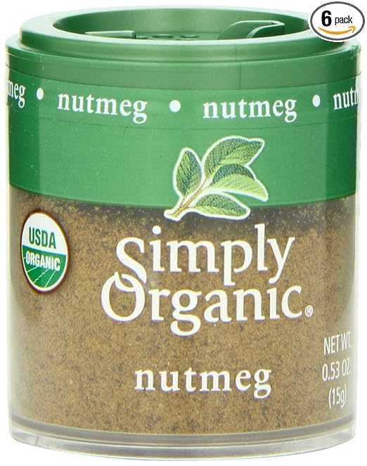 Simply Organic Nutmeg, Ground, Certified Organic, Kosher, Mini Spices | 0.53 Ounce (Pack of 6)