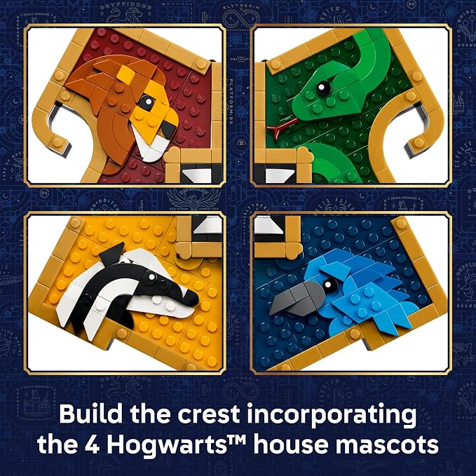 LEGO Harry Potter Hogwarts House Crest 76462 | Collectible Building Toy for Girls & Boys, Ages 12+, Display as Bedroom or Book Shelf Decor, W/ Stand, 545 pieces, Gifts Idea