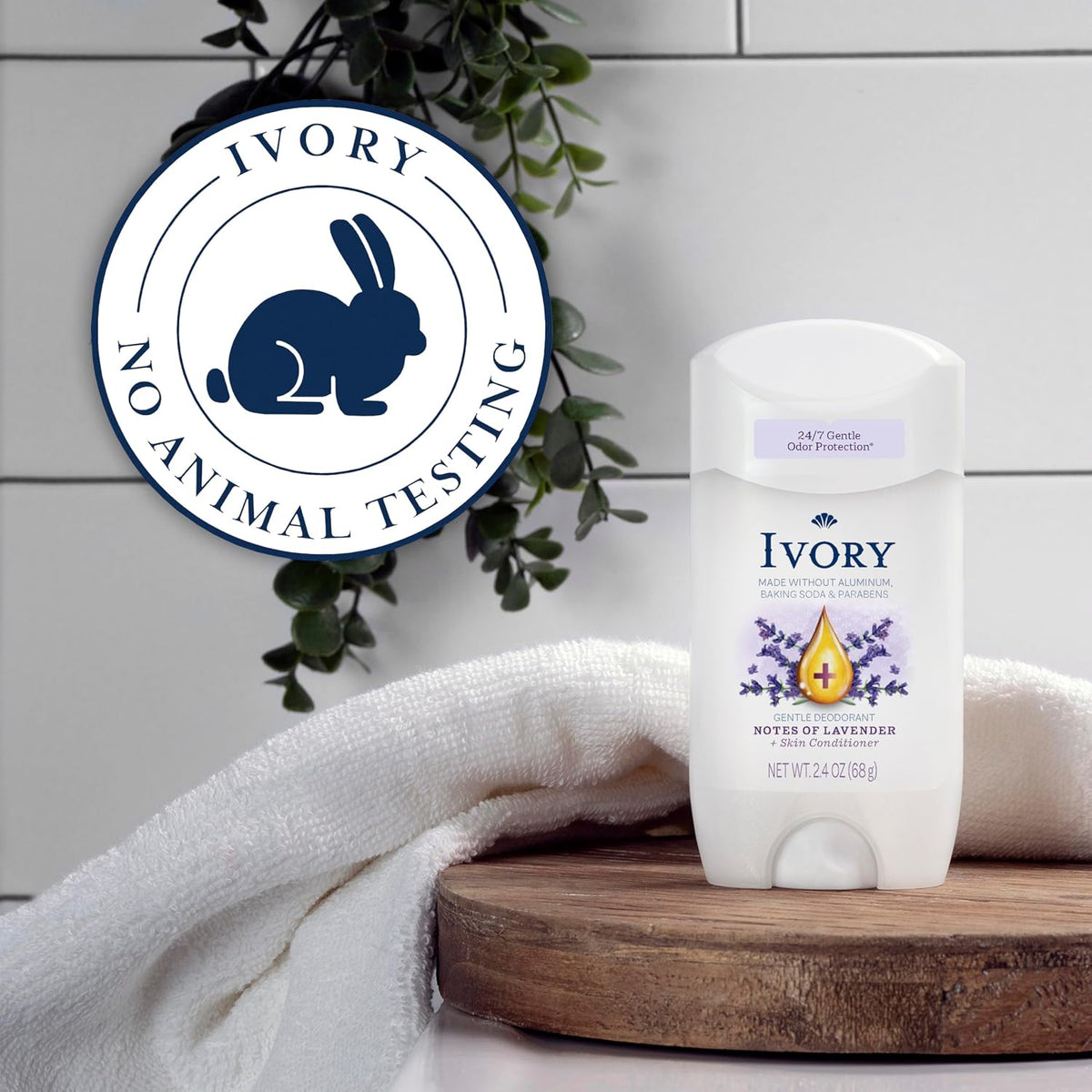 Ivory Gentle Deodorant Notes of Lavender, 24hr Gentle Deodorant, Dermatologist Tested, Baking Soda Free, Paraben Free, 2.4oz (Pack of 6)