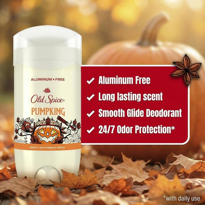 Old Spice Aluminum Free Deodorant for Men, Fallidudes Limited Edition, 24/7 Frightful Freshness and Odor Protection, PumpKing Pumpkin Spice Scent, 3.0 oz