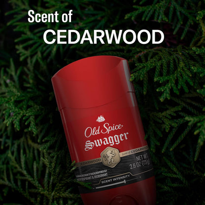 Old Spice Antiperspirant Deodorant for Men, 24/7 Sweat & Odor Protection, 24/7 Lasting Freshness, Invisible Solid, Swagger with Cedarwood Scent, 2.6 oz (Pack of 2)