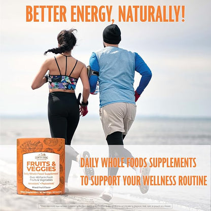 COUNTRY FARMS Fruits and Veggies Gummies, with Over 40 Farm Fresh Fruits & Vegetables, Packed with Powerful Antioxidants, (Spirulina, Blueberry, Mushrooms), Daily Whole Food Supplement, Pectin Based,