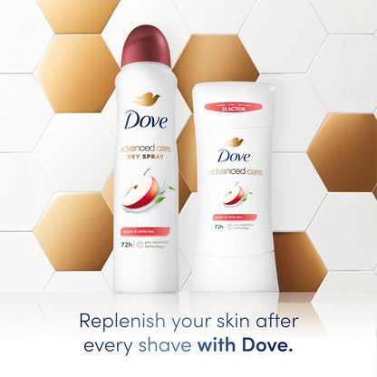 Dove Advanced Care Antiperspirant Deodorant Stick to Help Repair Skin Barrier After Shaving, Apple & White Tea with 72-hour Sweat & Odor Protection, 2.6 oz (Pack of 2)