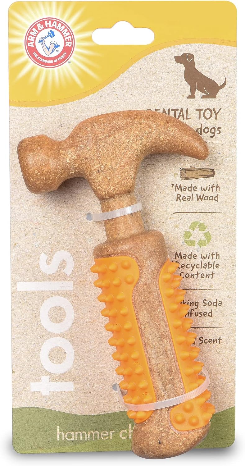 Arm & Hammer Chew Tools Compressed Wood Hammer Dog Chew Toy, 7 In