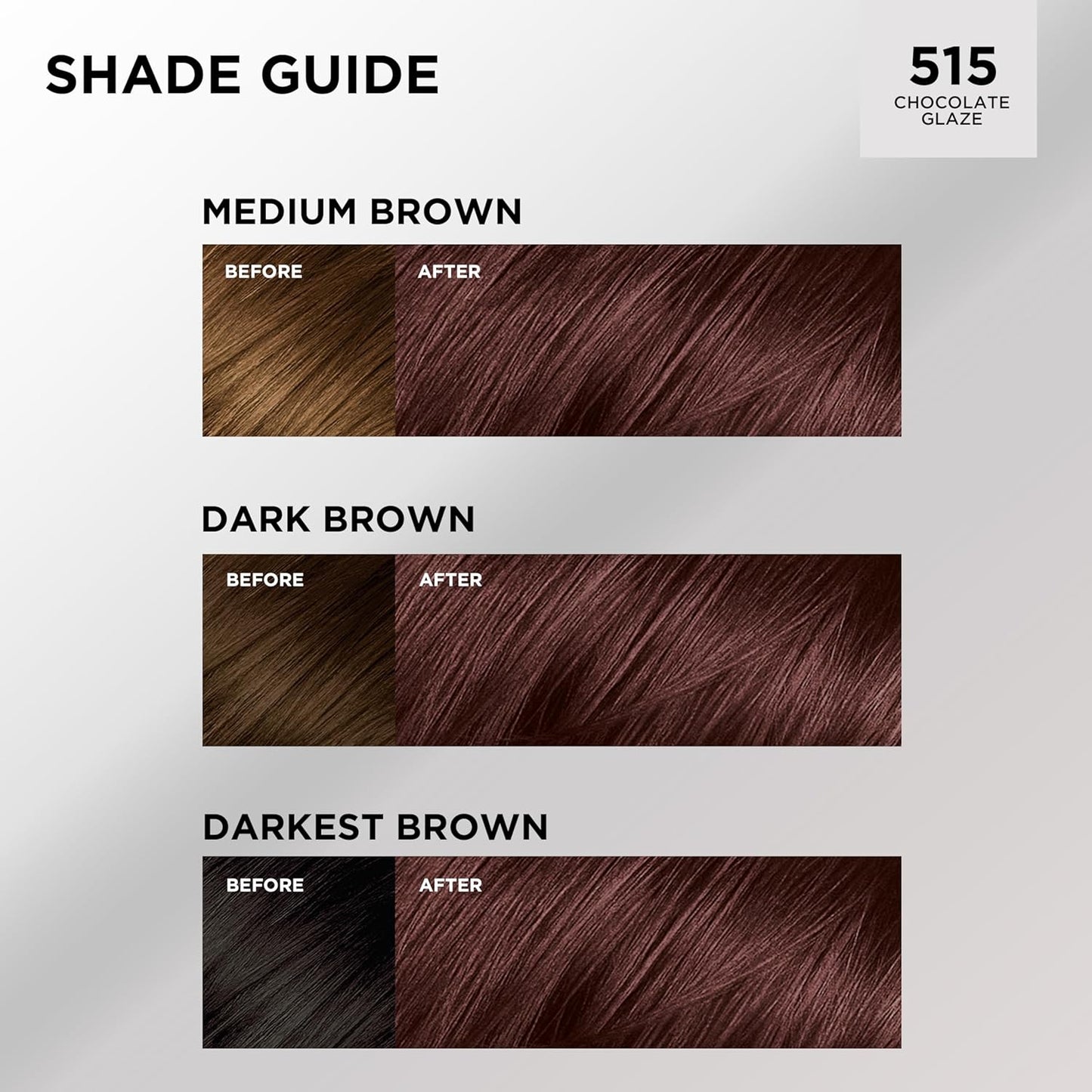 L'Oreal Paris Feria Multi-Faceted Shimmering Permanent Hair Color, High Intensity Hair Dye for 3X Highlights, 515 Chocolate Glaze, 1 Kit (Pack of 2)