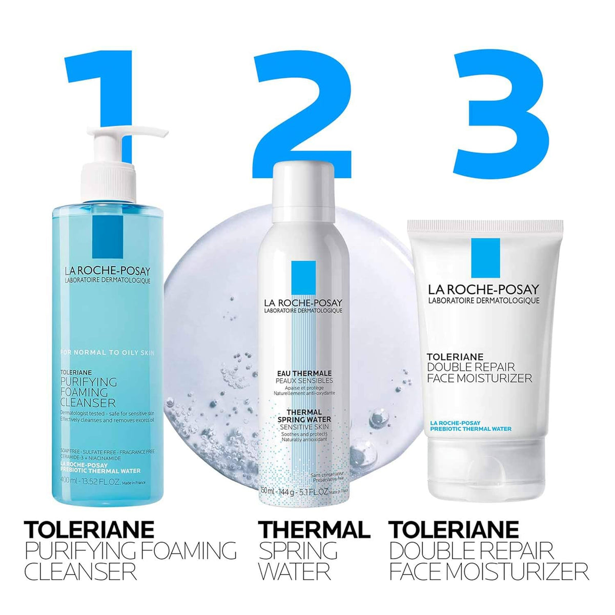 Bundle of La Roche-Posay Toleriane Purifying Foaming Facial Cleanser + Toleriane Double Repair Face Moisturizer
