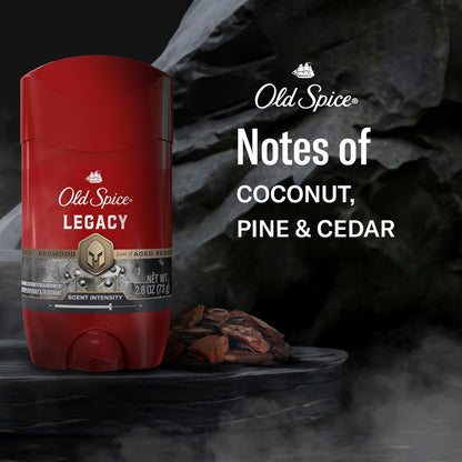Old Spice Antiperspirant Deodorant for Men, 24/7 Sweat & Odor Protection, 24/7 Signature Scent & Lasting Freshness, Invisible Solid, Legacy with Coconut, Pine & Cedar Scent, 2.6 oz