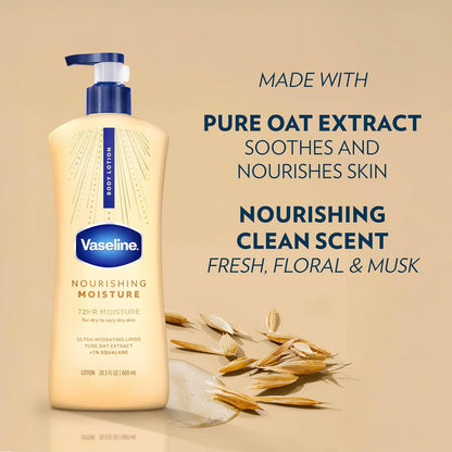 Vaseline Nourishing Moisture Nourishing Moisture Body Lotion for Dry Skin, Made with Ultra-Hydrating Lipids + Pure Oat Extract for Nourished, Healthy-Looking Skin 20.3 oz