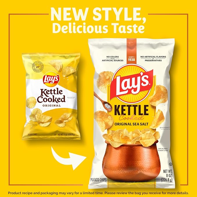 Lay's Kettle Cooked Potato Chips, 8 Oz