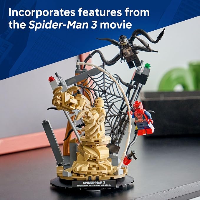 LEGO Marvel Epic Battle: Spider-Man vs. Sandman Building Toy for Boys & Girls - Super Hero Playset W/Venom, Sandman, & Spider-Man Minifigures - Gift Idea for Birthdays - Ages 9+ - 76334