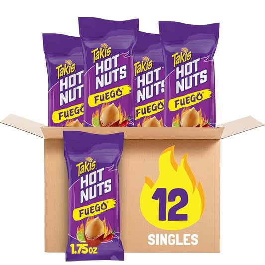 Takis Fuego Hot Nuts Double-Crunch Peanuts, 12 ct, 1.75 oz Case