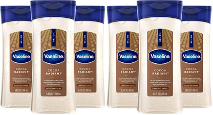 Vaseline Intensive Care Cocoa Radiant Pack of 3 for Glowing Skin Body Gel Oil Made with Pure Cocoa Butter + Replenishing Oils 6.8 oz, (Pack of 6)