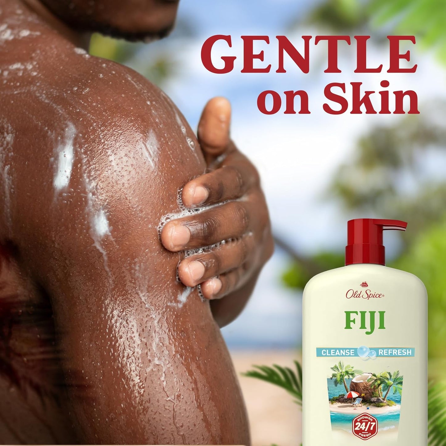 Old Spice Cleansing Body Wash for Men, 24/7 Shower Fresh with Lasting Scent, Cleanse & Refresh, Gentle on Skin, Vitamin B3, Fiji with Palm Tree + Coconut Scent, 30 oz (Pack of 4)