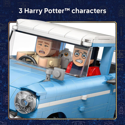 LEGO Harry Potter Enchanted Flying Ford Anglia Car Building Toy for Boys & Girls - Book Shelf & Bedroom Decor for Ages 14+ - W/Harry, Ron, & Hedwig Minifigures - Gift Idea for Birthdays - 76470