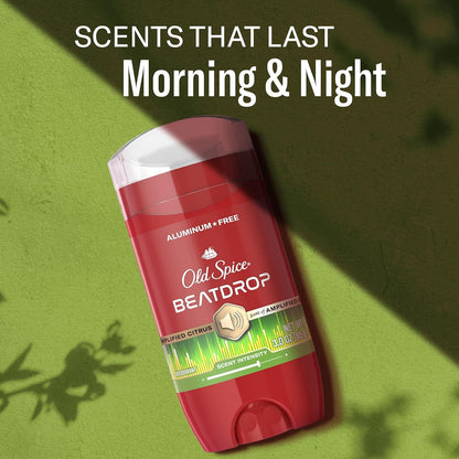 Old Spice Aluminum Free Deodorant for Men, 24/7 Odor Protection, 24/7 Signature Scent & Lasting Freshness, Goes on Clean, Beatdrop with Green Bergamot, Fir Needle, & Amber Wood Scent, 3.0 oz