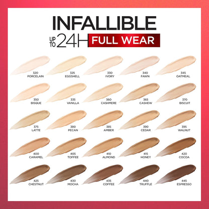 L'Oreal Paris Makeup Infallible Full Wear Waterproof Matte Concealer, Full Coverage, Cashew, 0.33 fl. oz.
