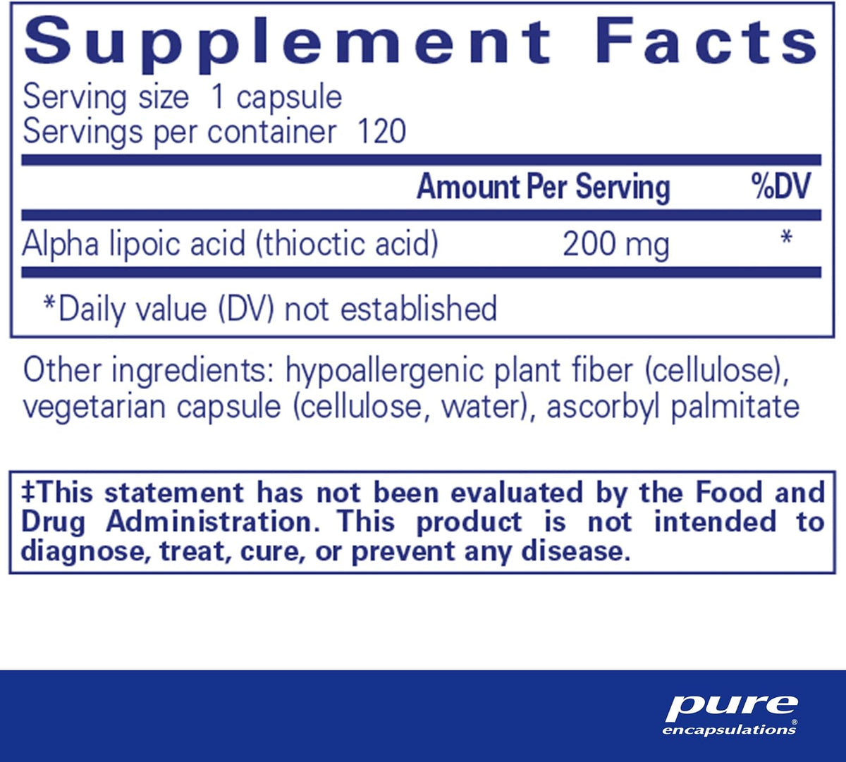Pure Encapsulations Alpha Lipoic Acid 200 mg, 120 Capsules