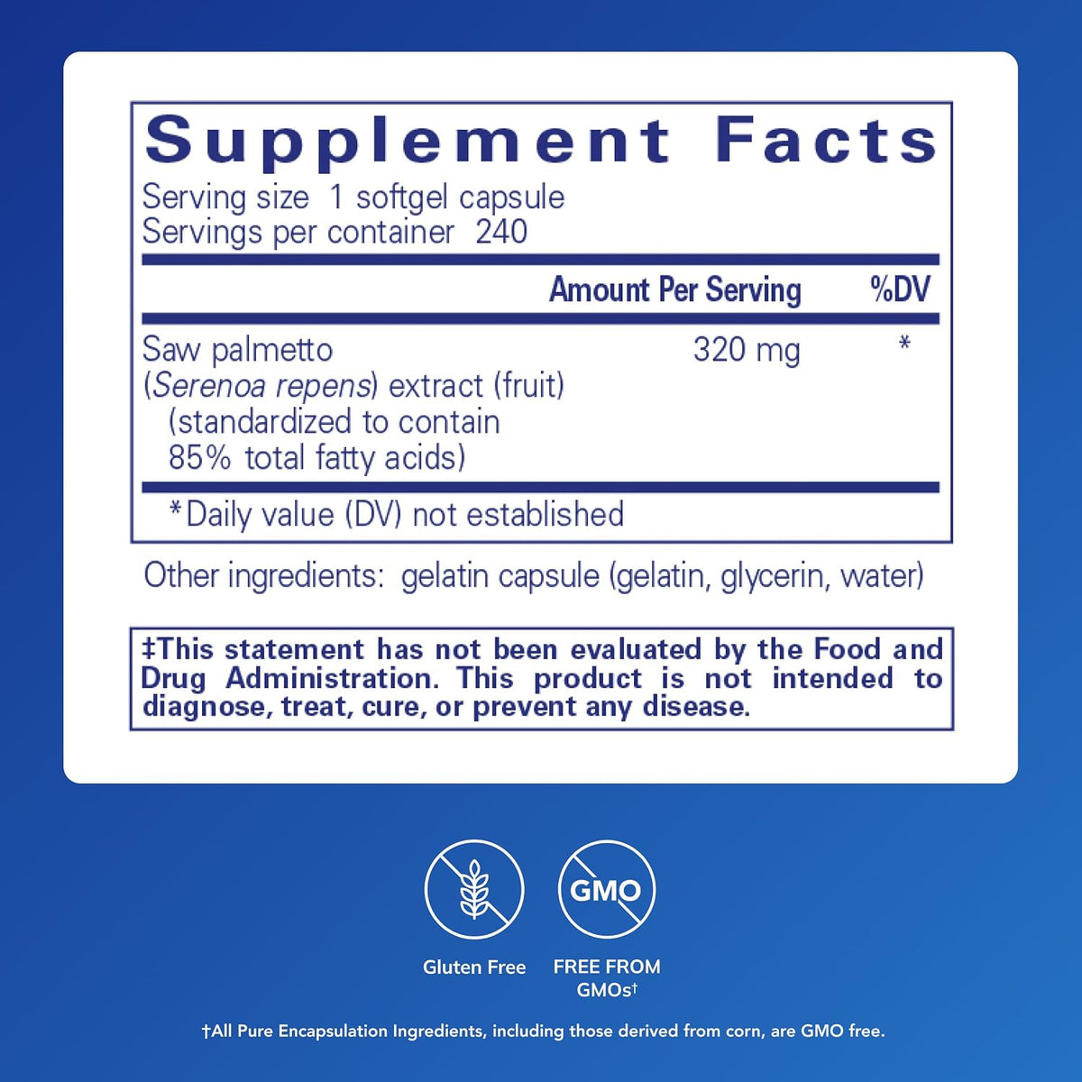 Pure Encapsulations Saw Palmetto 320, 240 Softgel Capsules