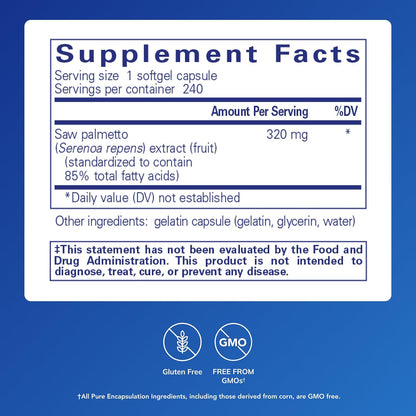 Pure Encapsulations Saw Palmetto 320, 240 Softgel Capsules