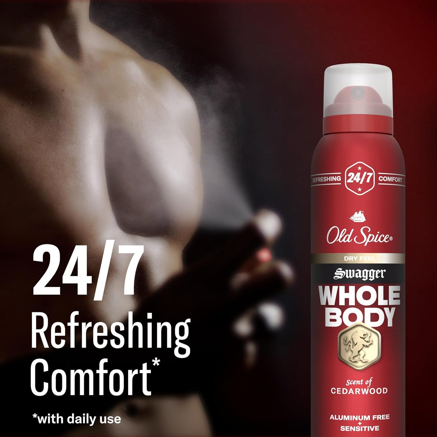 Old Spice Whole Body Deodorant for Men, Swagger, Aluminum Free Spray for 24/7 Freshness, Dermatologist Tested Whole Body Deodorant, 3.5 Ounce