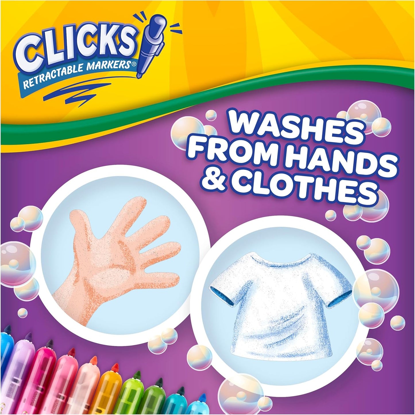 Crayola Clicks Retractable Markers Bold (10ct), Teacher Classroom School Supplies, Spring Crafts, No Dry Washable Markers for Kids | Classroom Supplies, No Dry Washable Markers for Kids