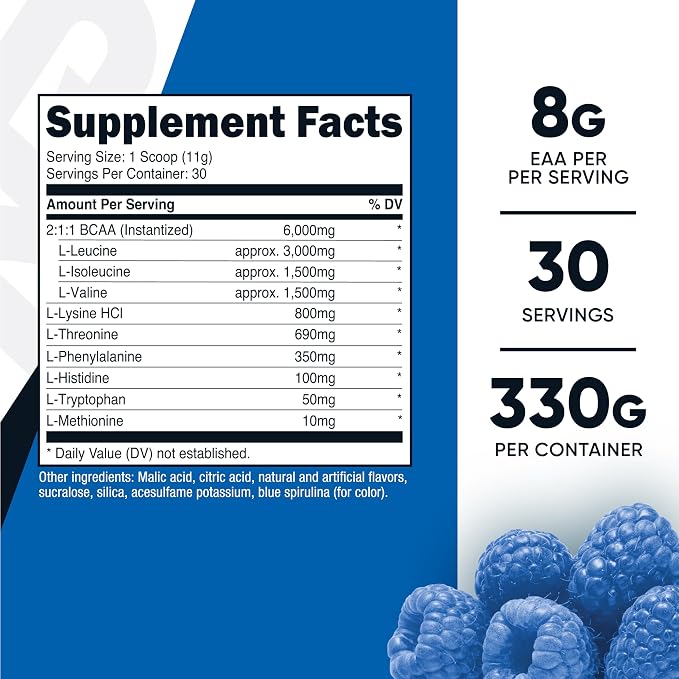 Nutricost EAA Powder 30 Servings (Blue Raspberry) Essential Amino Acids