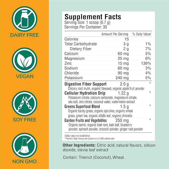 Country Farms Refreshers, Super Greens and Electrolytes, Essential Minerals and Superfoods, Hydration Support, Promotes Natural Energy, with Fiber, Piña Colada, 30 Servings
