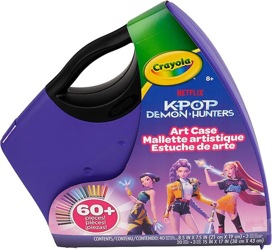 Crayola Kpop Demon Hunters Art Case (40+pcs), Coloring & Sticker Craft Kit | Arts & Crafts Kit, Holiday, Birthday Gift for Kids & Teens, Screen Free Travel Activity Set, Kpop Demon Hunters Toys, Ages 8+