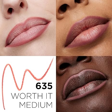 L'Oreal Paris Colour Riche Lip Liner Pencil, Creamy Lip Liner with Omega 3 and Vitamin E, 635 Worth It Medium (Medium Dark Mauve)