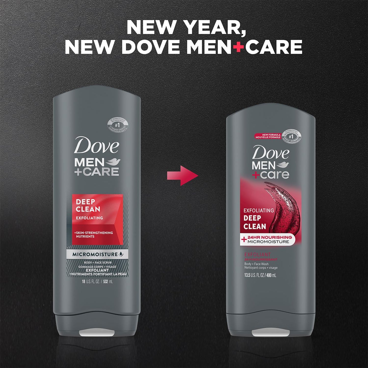 Dove Men+Care Body + Face Wash 3-Pack – Exfoliating Deep Clean with 24HR Nourishing MicroMoisture, Citrus & Cedarwood Scent, 13.5 Oz Ea