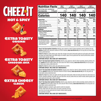 Cheez-It Variety Pack Baked Snack Crackers, Lunch Snacks (20 Packs)
