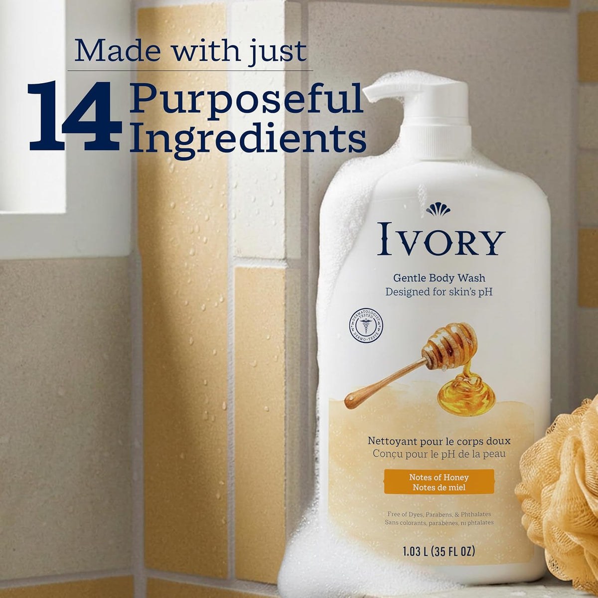 Ivory Body Wash Designed for the Whole Family, Honey Scent, 35 oz