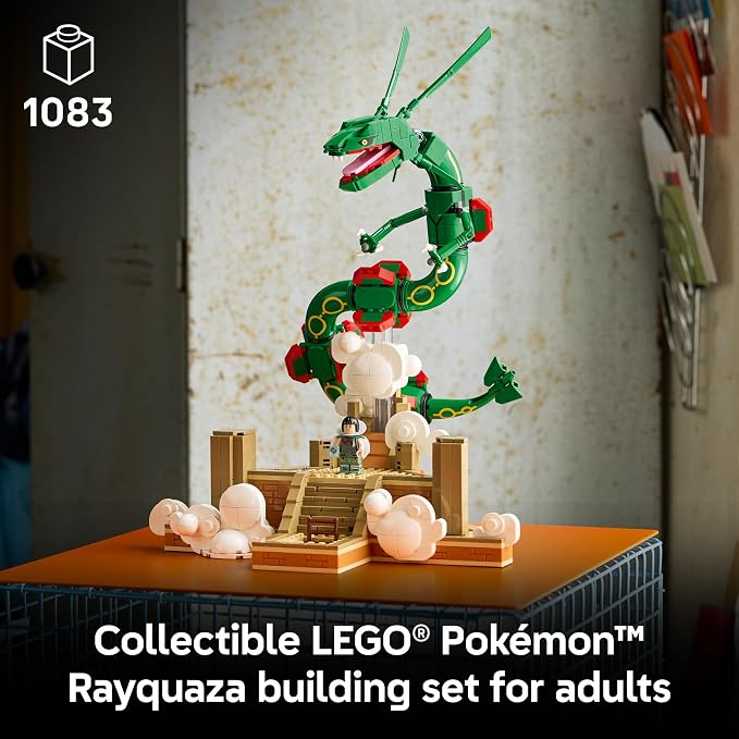 LEGO Pokémon Rayquaza 72168 | Collectible Building Set for Adults, Ages 18+, Posable Pokémon Model Kit for Display, Bedroom, Desk or Book Shelf Decor
