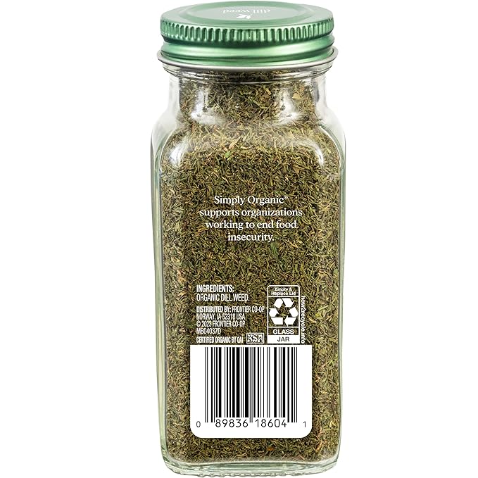 Simply Organic Dill Weed, 0.81 Ounce Bottle, Light and Soft, Delicate Flavor Pairs with Salads, Sauces and Fish, Kosher | Light and Soft, Delicate Flavor Pairs with Salads, Sauces and Fish, Kosher