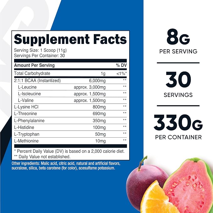Nutricost EAA Powder 30 Servings, Passion Fruit, Orange, and Guava (POG)