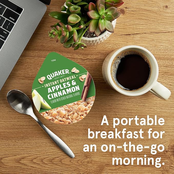 Quaker Instant Oatmeal Express Cups, Apples & Cinnamon, 1.51 Ounce (Pack of 12)