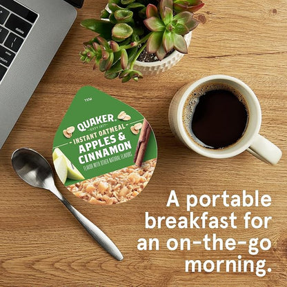 Quaker Instant Oatmeal Express Cups, Apples & Cinnamon, 1.51 Ounce (Pack of 12)