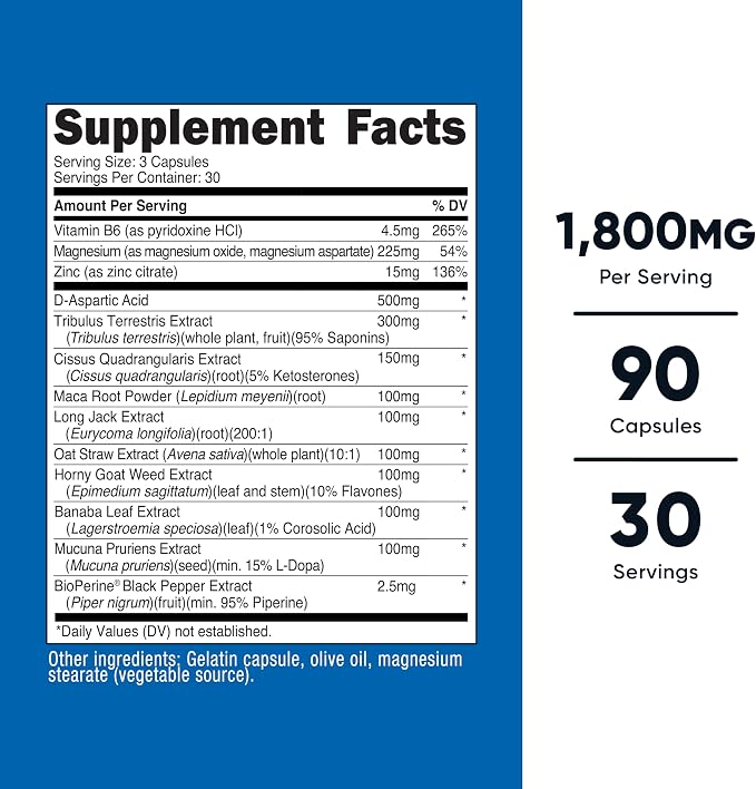 Nutricost Testosterone Support Complex (90 Capsules) -1800mg Per Serving (Pack of 2)