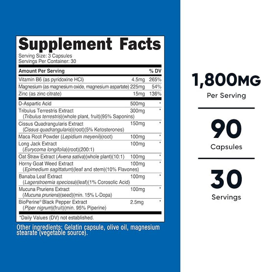 Nutricost Testosterone Support Complex (90 Capsules) -1800mg Per Serving (Pack of 2)