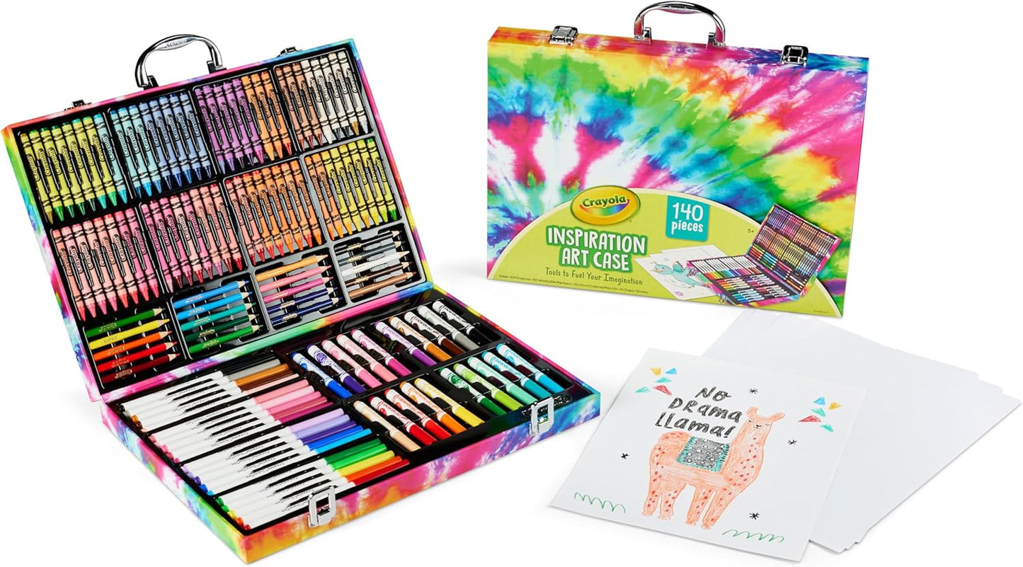 Crayola Inspiration Art Case Coloring Set - Tie-Dye (140ct), Art Supplies Set For Kids, Travel Drawing Kit, Gift for Girls & Boys, Ages 5+