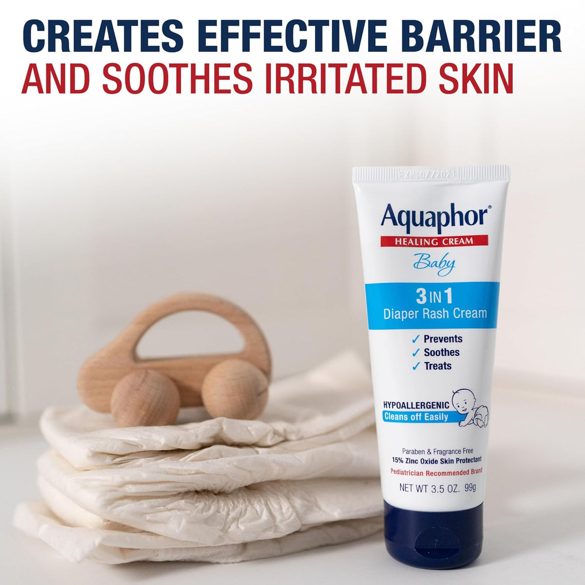 Aquaphor Baby Diaper Rash Cream with Zinc Oxide, Multipack, 3.5 Ounce (Pack of 12)