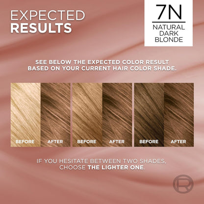 L’Oreal Paris Excellence Universal Nudes Permanent Hair Color, Ammonia Free Hair Dye for Gray Hair Coverage, 7N Natural Dark Blonde, 1 Kit (Pack of 2)
