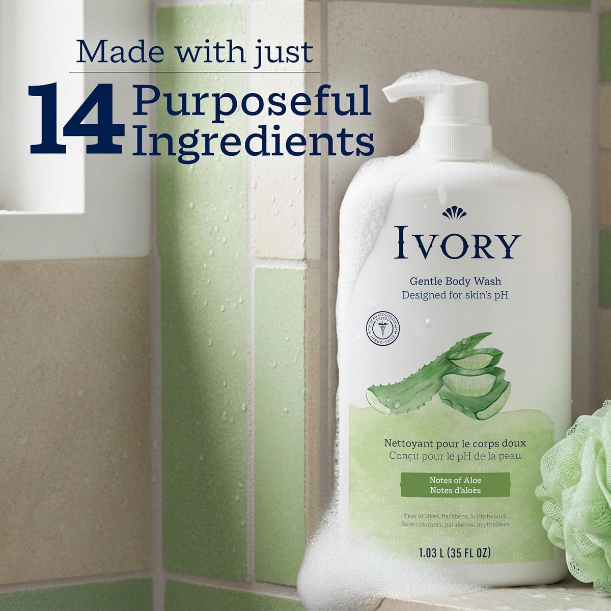 Ivory Body Wash Designed for the Whole Family, Aloe Scent, 35 oz