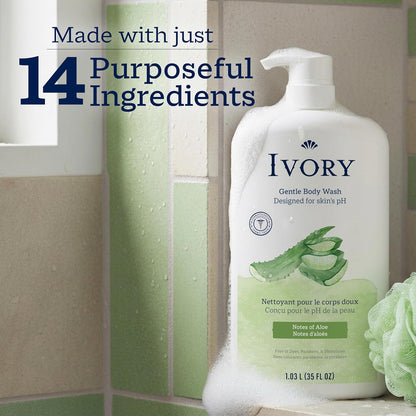 Ivory Body Wash Designed for the Whole Family, Aloe Scent, 35 oz