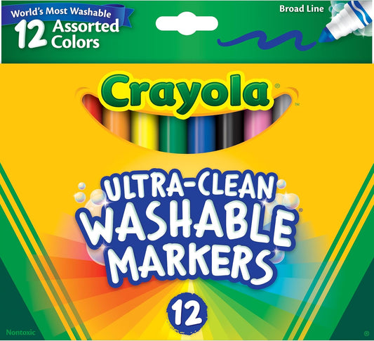 Crayola Broad Line Markers,Washable Markers for Kids,Assorted Colors,Arts & Crafts Supplies,For Coloring Books & Art Projects,Ages 3+,12 Count (Pack of 2)