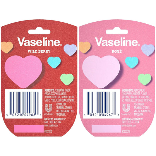 Vaseline Lip Therapy Wild Berry + Rosé Variety 2-Pack – Scented, Lightly Tinted Lip Balms with Vitamin E for Soft, Kissable Lips, 0.25 Oz Ea