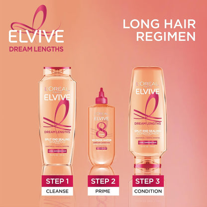 L'Oreal Paris Elvive Dream Lengths Super Detangling Conditioner with Fine Castor Oil and Vitamins B3 and B5 for Long, Damaged Hair, Instantly Detangles to Reduce Breakage With System, 12.6 Fl Oz