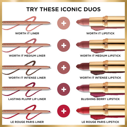 L'Oreal Paris Colour Riche Lip Liner Pencil, Creamy Lip Liner with Omega 3 and Vitamin E, 721 Forever Rose (Deep Berry Rose) (Pack of 2)