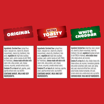 Cheez-It Cheese Crackers, Baked Snack Crackers, Lunch Snacks, Family Size, Variety Pack,(Pack of 6)