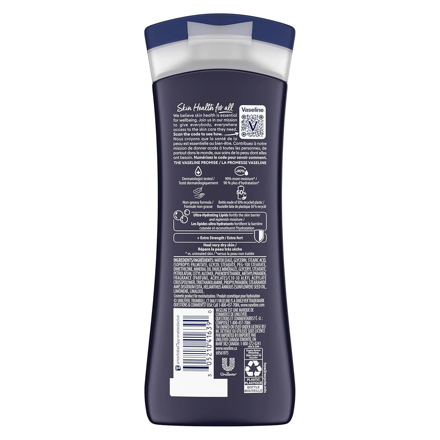 Vaseline Lotion for Men Extra Strength 3-in-1 for Face, Hands & Body + Original Lip Therapy for Dry Lips with Petroleum Jelly (3 Piece Set)